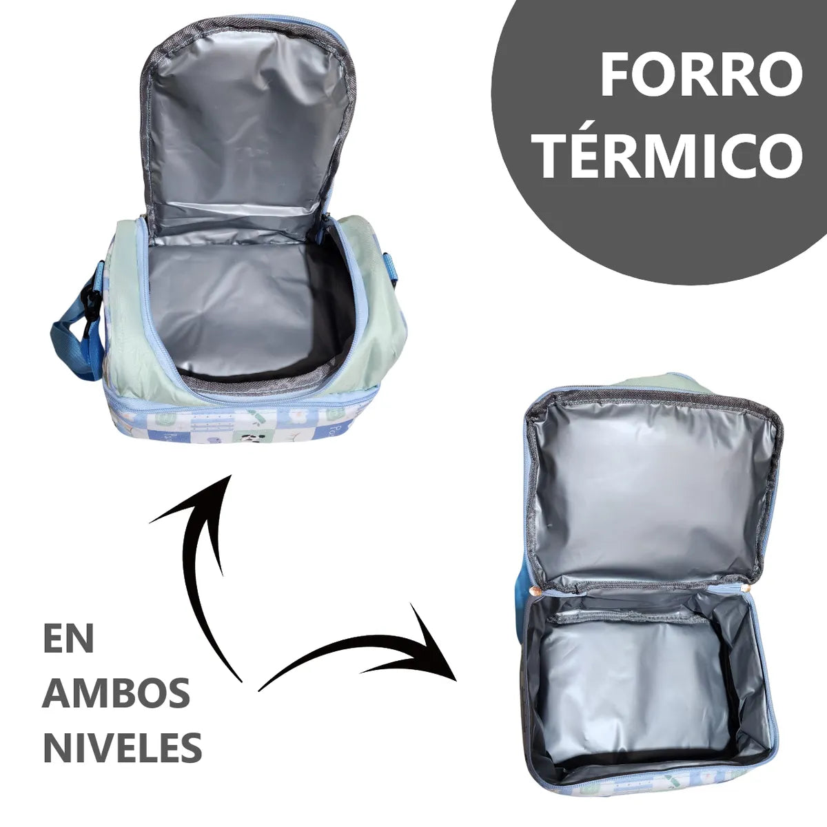 Lonchera térmica infantil con doble compartimento - Diseño Kawaii
