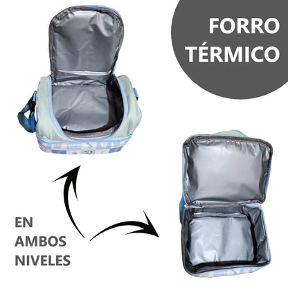 Lonchera térmica infantil con doble compartimento - Diseño Kawaii