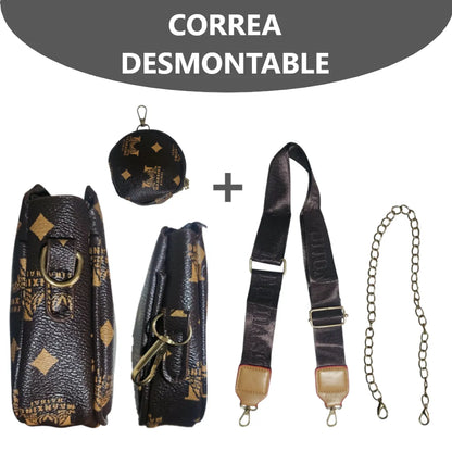 Kit de Cartera 3 en 1 con Doble Correa e Intercambiable