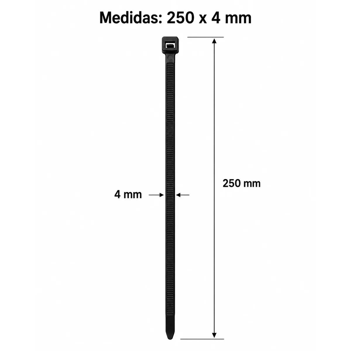 Pack x1000 Precintos de Seguridad 250mm x 4mm - Negro