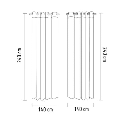 Pack x2 cortinas de 140x240cm con 8 ojales - Plateado 34