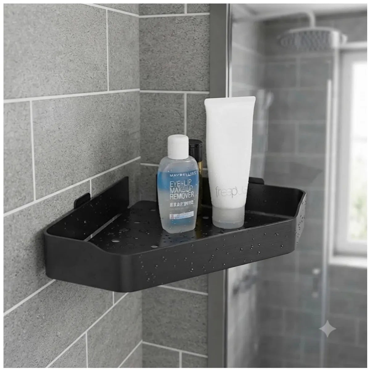 Repisa esquinero de baño ducha de acero inoxidable color negro mate