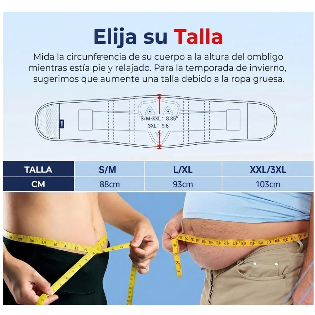 Faja de soporte Lumbar para Cintura con Almohadilla Removible Ergonómico - XXL3XL