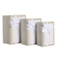 Set de 3 Cajas de Regalo Rectangulares Blancas con Lazo de Satén y Detalles Dorados - 23 x 15 cm