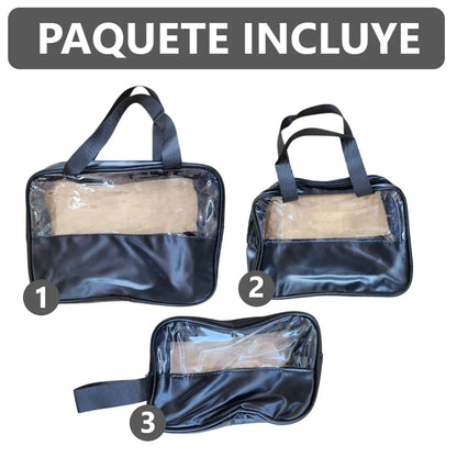 Kit 3 en 1 Bolsas de Maquillaje estuche neceser - 30x20x12 cm