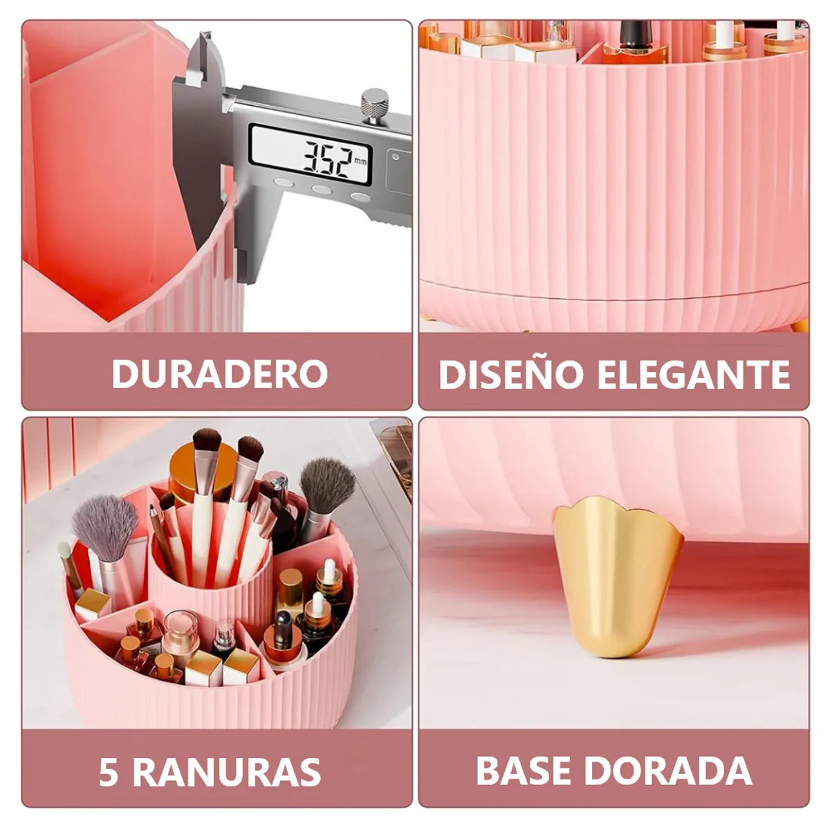 Organizador giratorio para brochas de maquillaje 5 ranuras