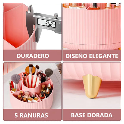 Organizador giratorio para brochas de maquillaje 5 ranuras