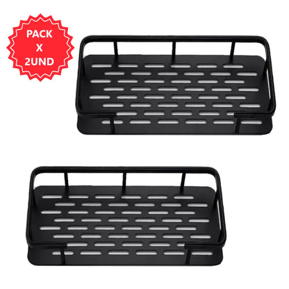 Kit x2 Repisas Rectangular De Aluminio Para Baño - Negro