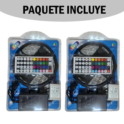 Pack x2 Tiras Luz Led 5M Rgb 5050 A Control Remoto