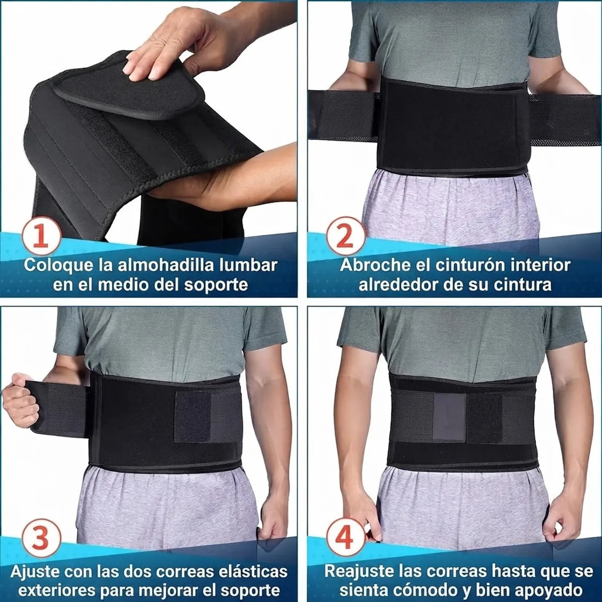 Faja de soporte Lumbar para Cintura con Almohadilla Removible Ergonómico - XXL3XL