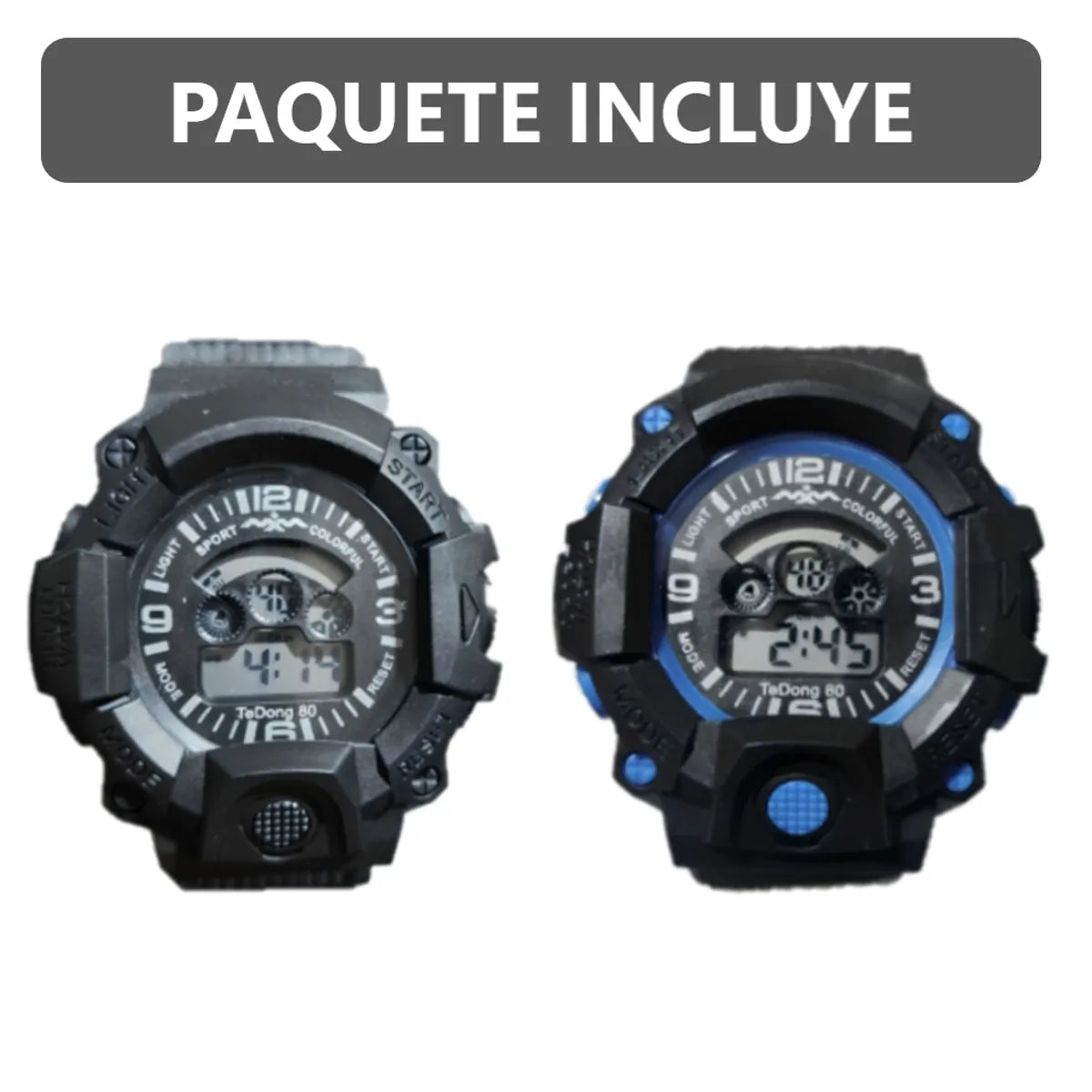 Pack x2 relojes pulsera con luz cronómetro y fecha - 3C