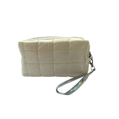 Cosmetiquera Fashion Puffer Amplia y Correa Brillante