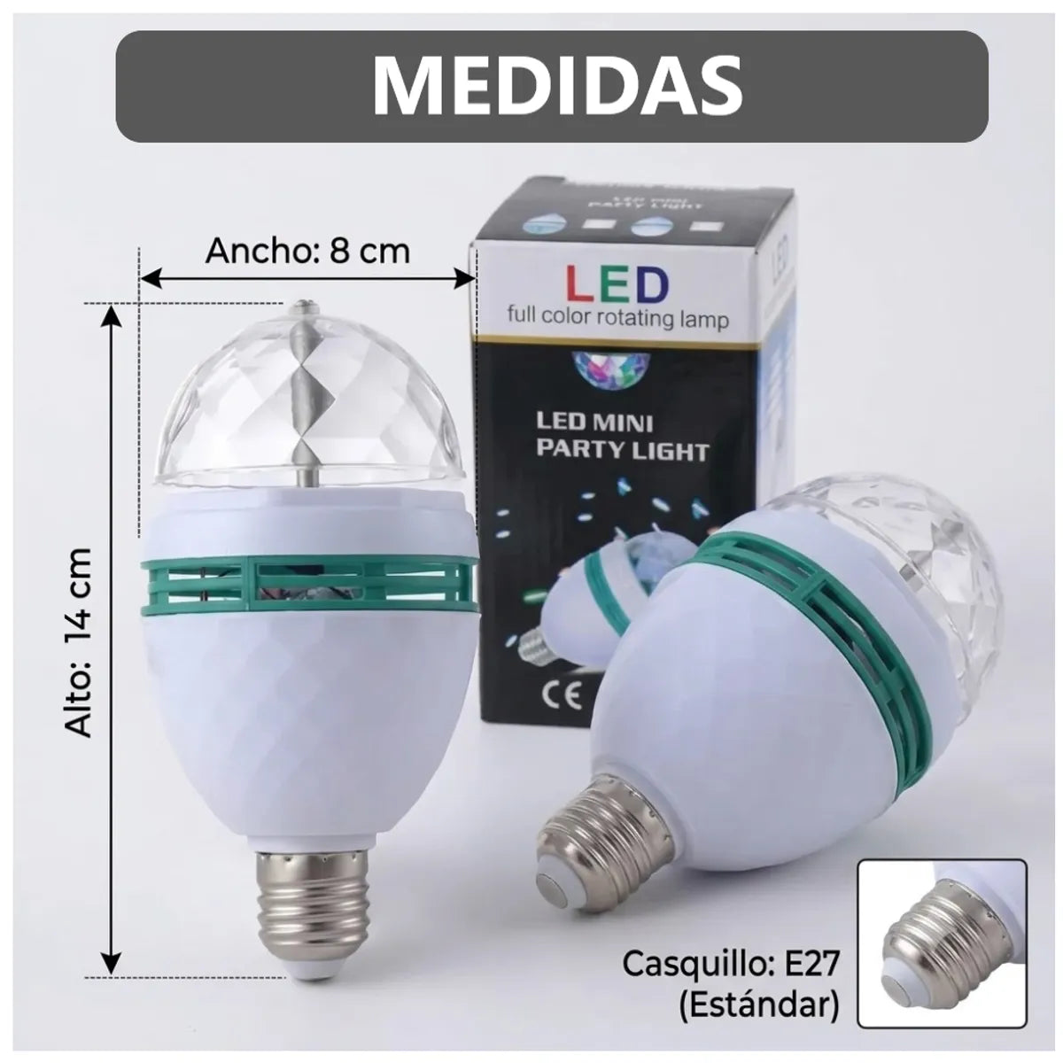 Pack x2 Focos LED De Colores Giratorio Para Socket Estándar