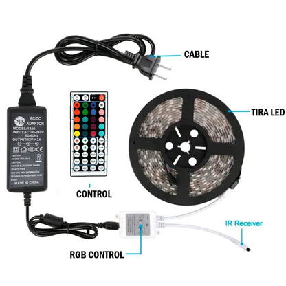Tira Luz Led 5M Rgb 5050 A Control Remoto