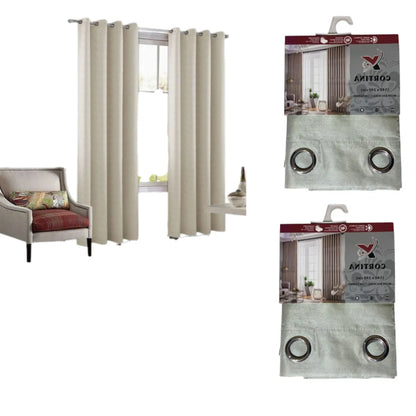 Pack x2 cortinas de 140x240cm con 8 ojales - Crema Dorado 33