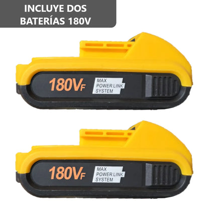 Taladro eléctrico portátil con 2 baterías 180V y estuche de piezas