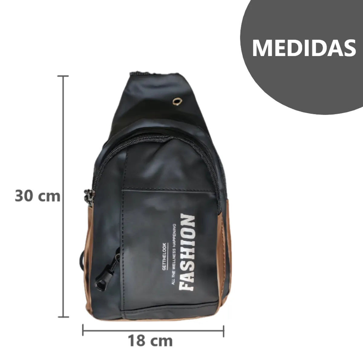 Morral canguro pechera elegante y versátil con entrada y cable USB