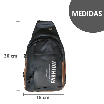 Morral canguro pechera elegante y versátil con entrada y cable USB