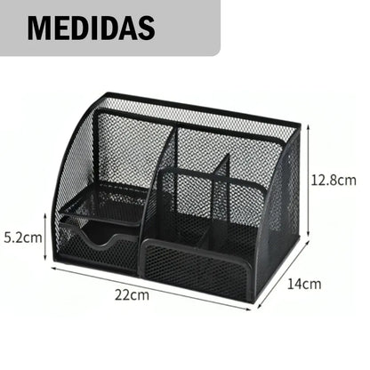 kit 2 Organizador de escritorio metálico de lapiceros y archivos