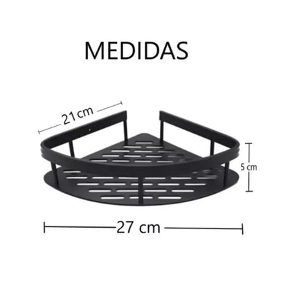 Kit 2 Repisas Esquinero De Aluminio Para Baño - Negro