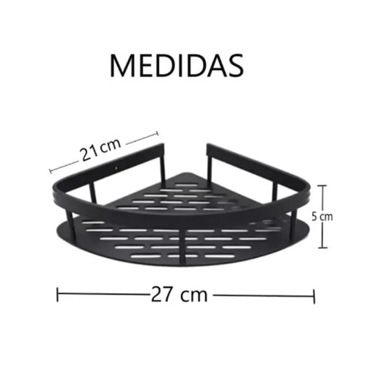 Kit 2 Repisas Esquinero De Aluminio Para Baño - Negro