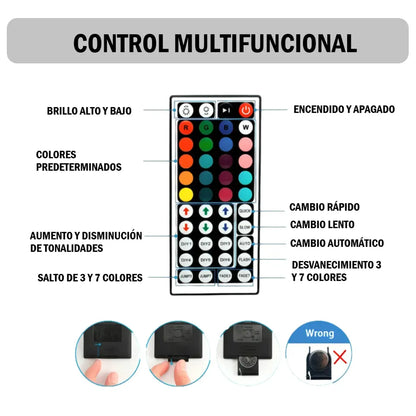Pack x2 Tiras Luz Led 5M Rgb 5050 A Control Remoto