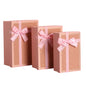 Set de 3 Cajas de Regalo Rectangulares Rosado con Lazo de Satén y Detalles Dorados - 23 x 15 cm