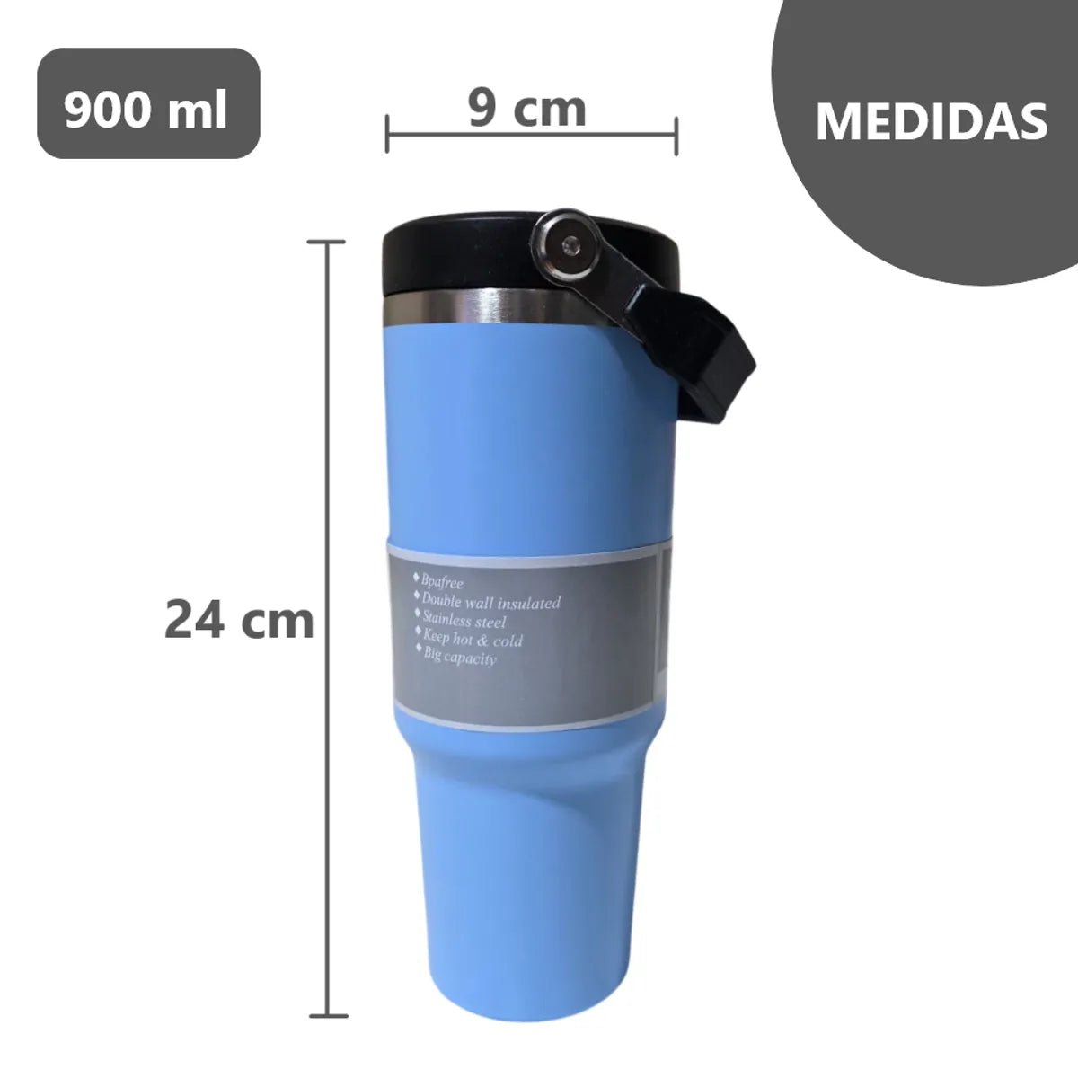 Botella Termo de 900 ml Acero Inoxidable 316 con tapa sorbete