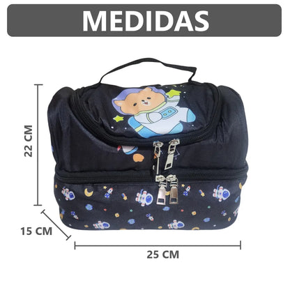 Lonchera térmica infantil con doble compartimento - Diseño Kawaii