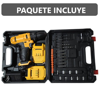 Taladro eléctrico portátil con 2 baterías 180V y estuche de piezas