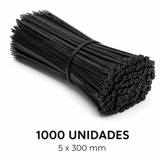 Pack x1000 Precintos de Seguridad 300mm x 5mm - Negro