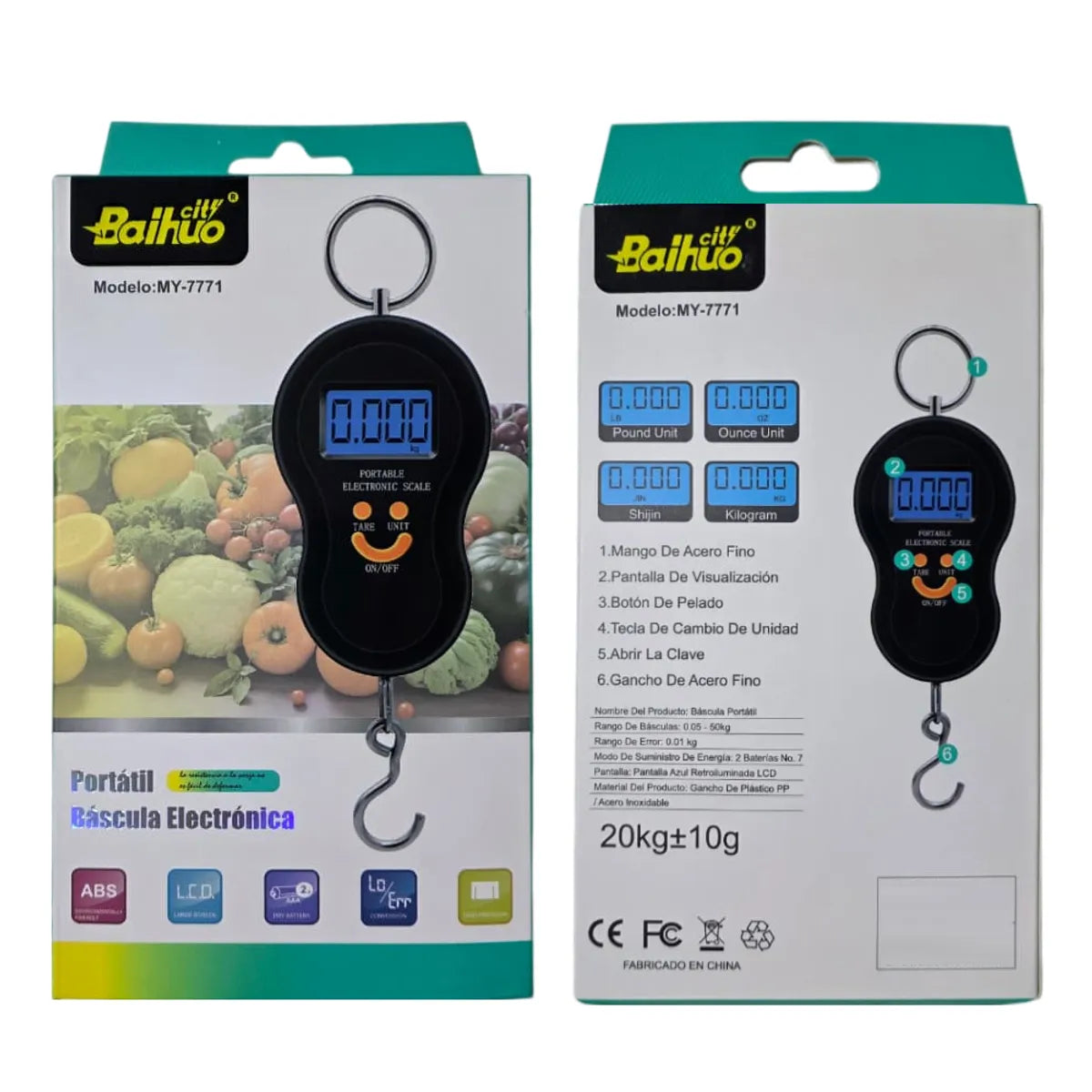 Balanza Báscula de Mano Maletas con pantalla Digital hasta 50 kg