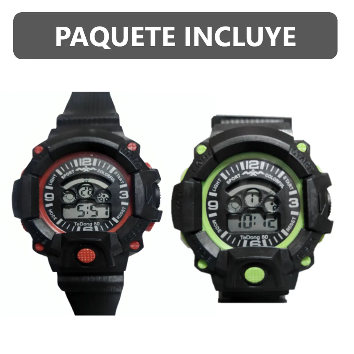 Pack x2 relojes pulsera con luz cronómetro y fecha - 3C