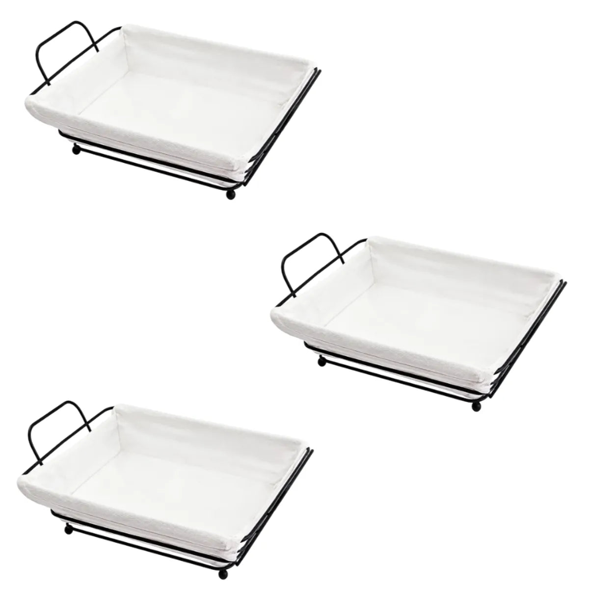Pack x3 Paneras Cestas Rectangular de Metal con tela desmontable