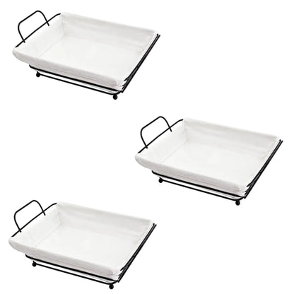 Pack x3 Paneras Cestas Rectangular de Metal con tela desmontable