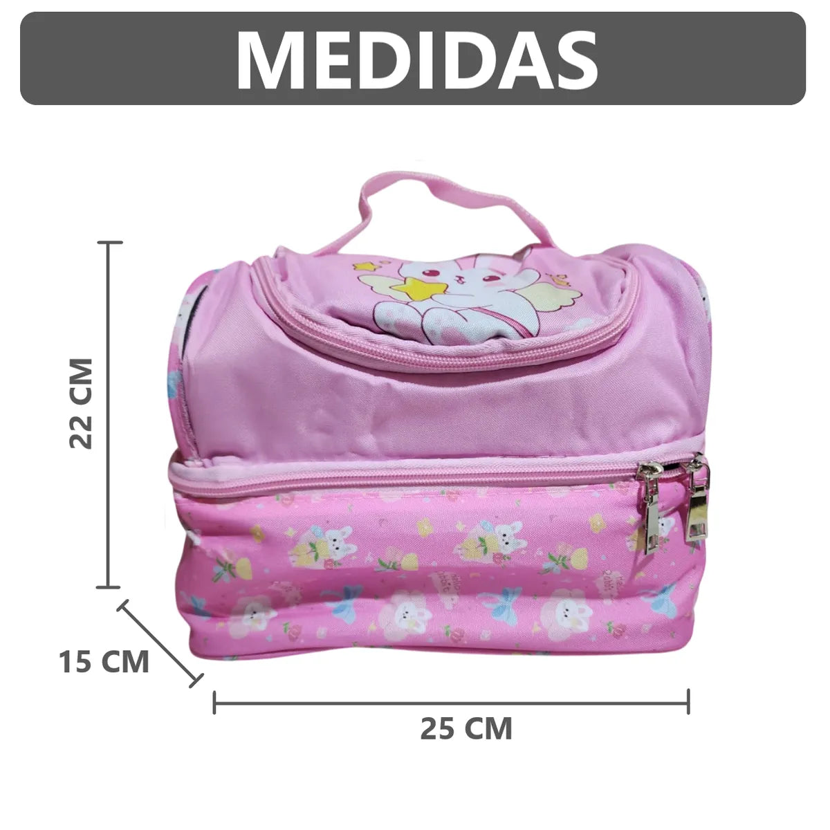 Lonchera térmica infantil con doble compartimento - Diseño Kawaii