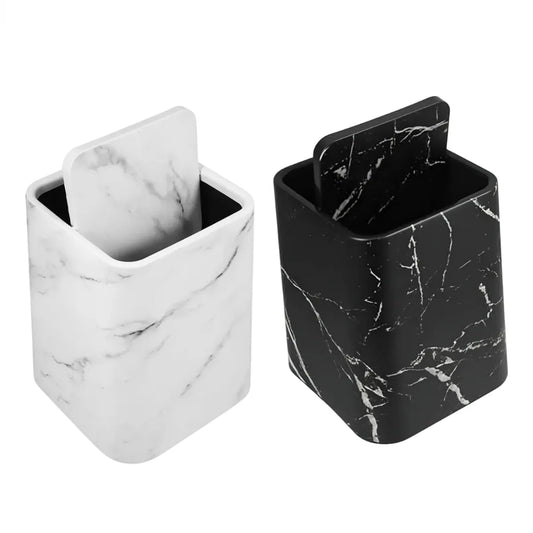 Pack x2 Tachos de Basura Papeleras de plástico con tapa - Negro y Blanco