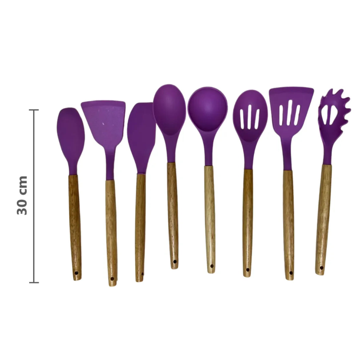 Kit de Utensilios de Cocina 12 Piezas Hecho de Silicona y Mango de Madera