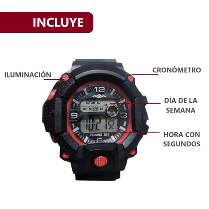 Pack x2 relojes pulsera con luz cronómetro y fecha - 1C