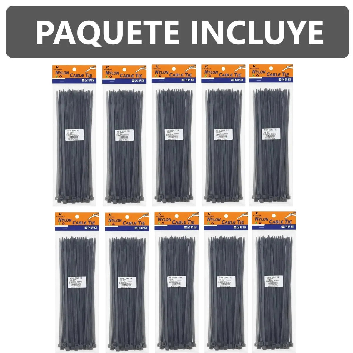 Pack x1000 Precintos de Seguridad 250mm x 4mm - Negro