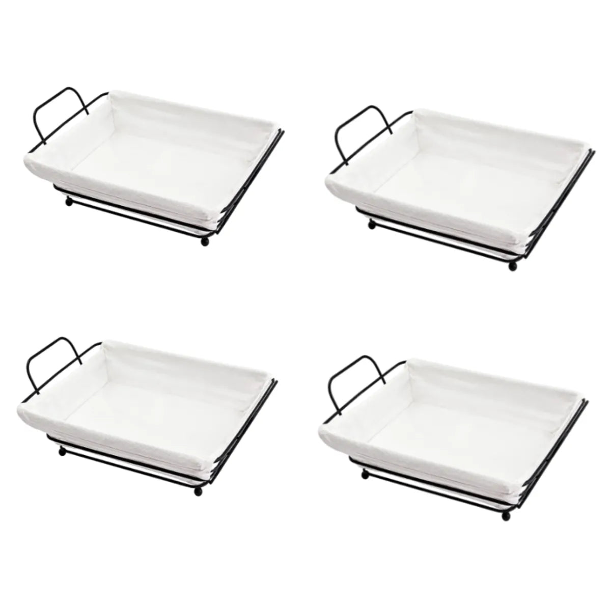 Pack x4 Paneras Cestas Rectangular de Metal con tela desmontable