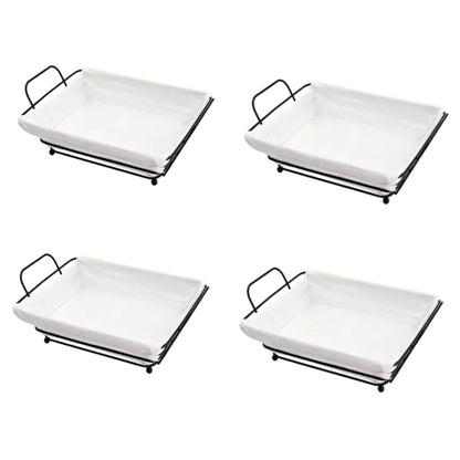 Pack x4 Paneras Cestas Rectangular de Metal con tela desmontable