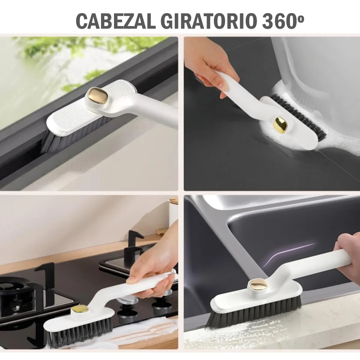 4 Cepillos Limpieza de Carro Hogar - Morado