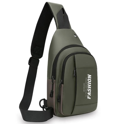 Morral canguro pechera elegante y versátil con entrada y cable USB