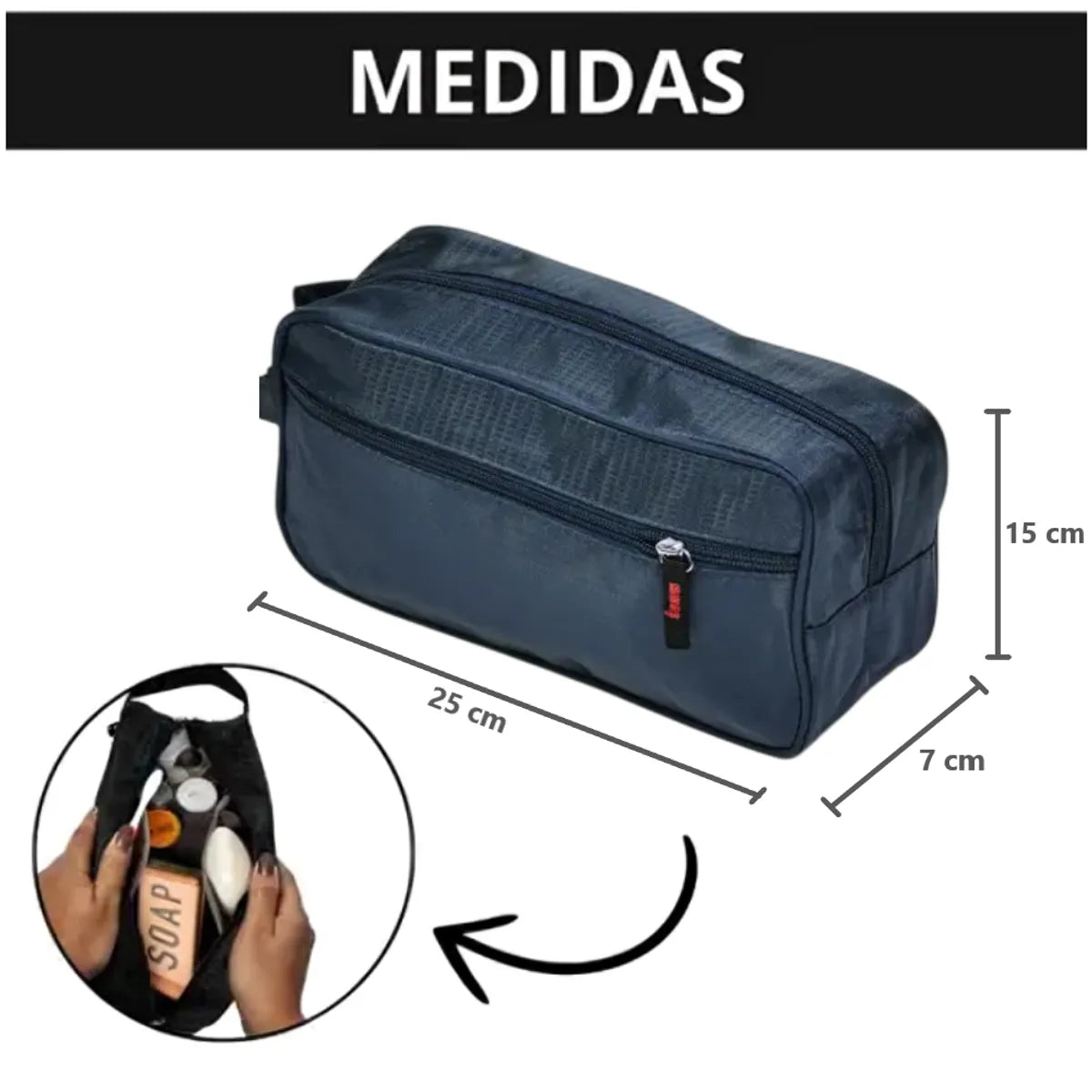 Neceser Organizador de Viaje con Asa Diseño Color Entero