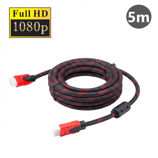 Cable HDMI Alta Velocidad de 5 Metros Trenzado | Full HD 1080P para TV, PC y Consolas