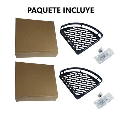Kit 2 Repisas Esquinero De Aluminio Para Baño - Negro