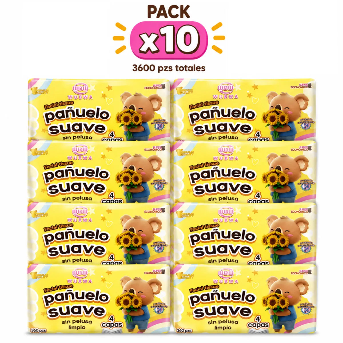 10 Paquetes con 360 Servilletas de papel tissue Desechables