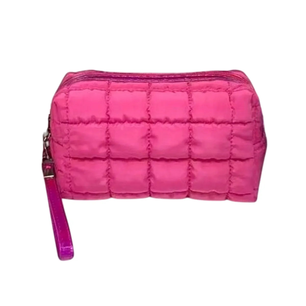 Cosmetiquera Fashion Puffer Amplia y Correa Brillante