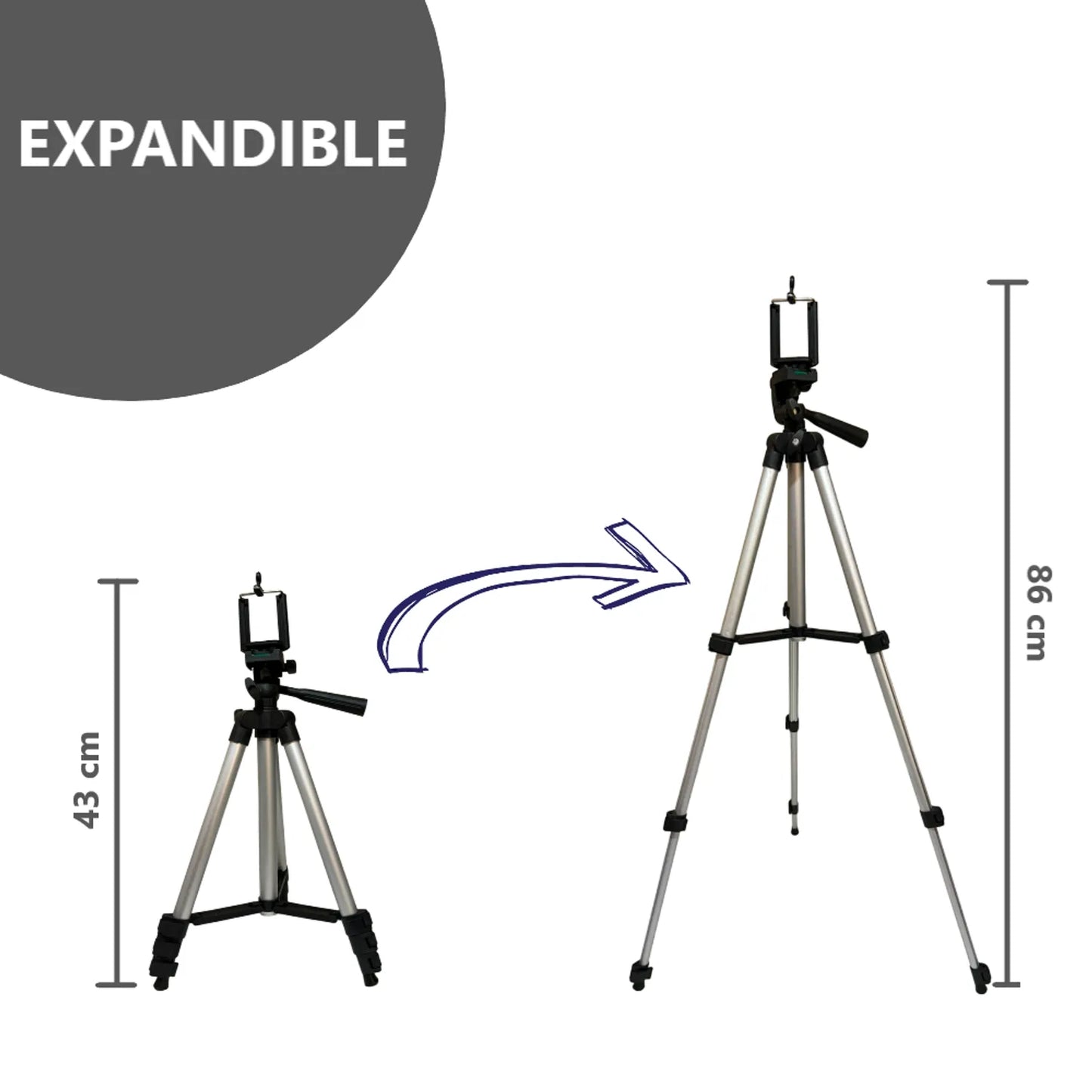 Trípode Expandible de Aluminio Ajustable Universal para Celular y Cámara
